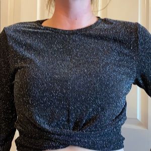 h&m sparkly long sleeve crop